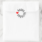 Happy Birthday met hart Ronde Sticker (Tas)
