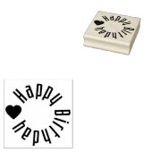 Happy Birthday met hart Rubberstempel (Gestempeld)