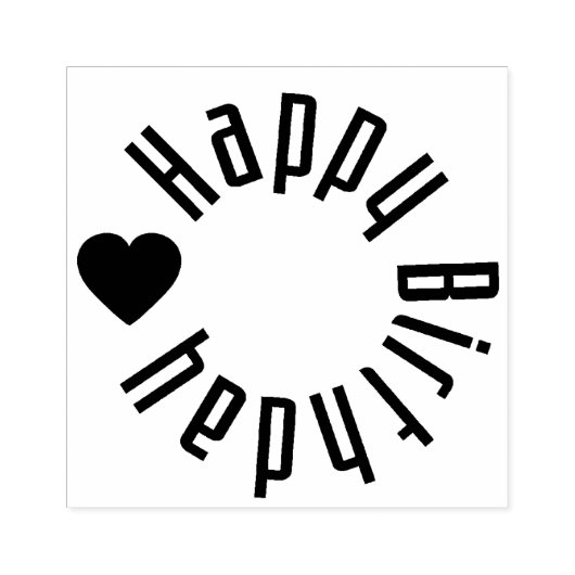 Happy Birthday met hart Rubberstempel (Afrduk)