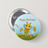 Happy Birthday met honingbijen Ronde Button 5,7 Cm (Voorkant /achterkant)