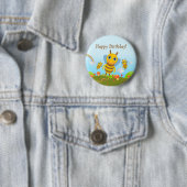 Happy Birthday met honingbijen Ronde Button 5,7 Cm (In situ)