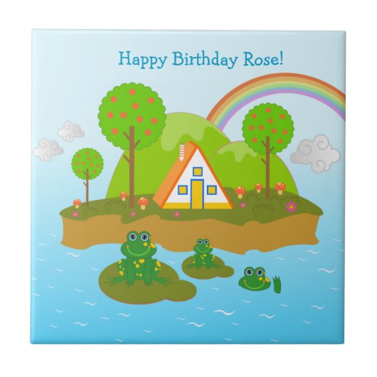 Happy Birthday met kikkers Tegeltje (Voorkant)