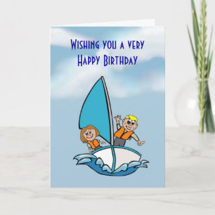 Happy Birthday met kinderen op zeilboot Kaart