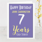 Happy Birthday met naam & 7 jaar Kaart (Gele Bloem)