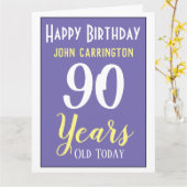 Happy Birthday met naam & 90-jarige Kaart (Gele Bloem)