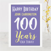 Happy Birthday met naam en 100 jaar Kaart (Gele Bloem)