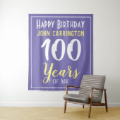 Happy Birthday met naam en 100 jaar oude tapijt Wandkleed (In situ)