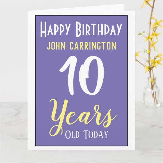 Happy Birthday met naam en 10-jarige Kaart (Gele Bloem)