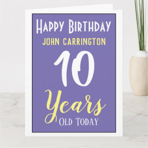Happy Birthday met naam en 10-jarige Kaart