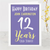 Happy Birthday met naam en 12-jarige Kaart (Gele Bloem)