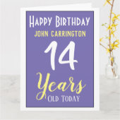 Happy Birthday met naam en 14-jarige Kaart (Gele Bloem)