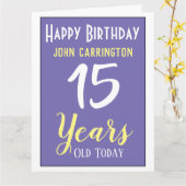 Happy Birthday met naam en 15-jarige Kaart (Gele Bloem)