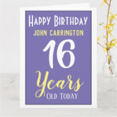 Happy Birthday met naam en 16-jarige Kaart (Gele Bloem)