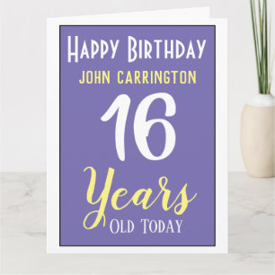 Happy Birthday met naam en 16-jarige Kaart