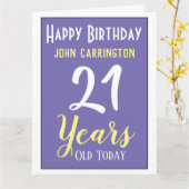 Happy Birthday met naam en 21-jarige Kaart (Gele Bloem)