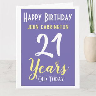 Happy Birthday met naam en 21-jarige Kaart