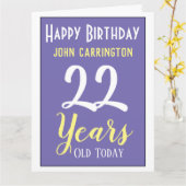 Happy Birthday met naam en 22-jarige Kaart (Gele Bloem)