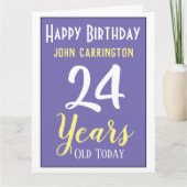Happy Birthday met naam en 24-jarige Kaart (Voorkant)