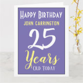 Happy Birthday met naam en 25-jarige Kaart (Gele Bloem)