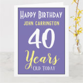 Happy Birthday met naam en 40-jarige Kaart (Gele Bloem)