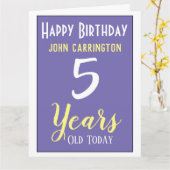 Happy Birthday met naam en 5 jaar Kaart (Gele Bloem)