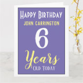 Happy Birthday met naam en 6-jarige Kaart (Gele Bloem)