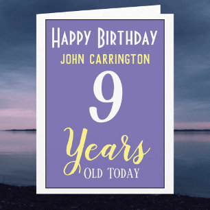 Happy Birthday met naam en 9 jaar Kaart