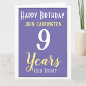 Happy Birthday met naam en 9 jaar Kaart (Voorkant)