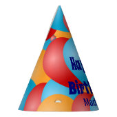 Happy Birthday met naam en ballonnen Feesthoedjes (Links)