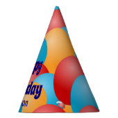 Happy Birthday met naam en ballonnen Feesthoedjes (Rechts)