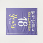 Happy Birthday met naam en leeftijd 18 jaar tapijt Wandkleed (Voorkant (horizontaal))