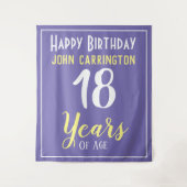 Happy Birthday met naam en leeftijd 18 jaar tapijt Wandkleed (Voorkant)