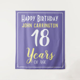 Happy Birthday met naam en leeftijd 18 jaar tapijt Wandkleed
