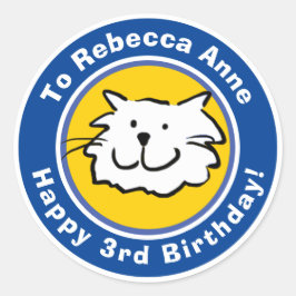 Happy Birthday met naam en leeftijd 3 Ronde Sticker