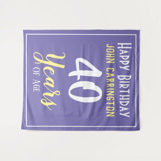 Happy Birthday met naam en leeftijd 40 jaar tapijt Wandkleed (Voorkant (horizontaal))