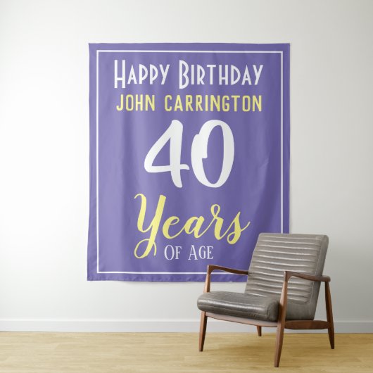 Happy Birthday met naam en leeftijd 40 jaar tapijt Wandkleed (In situ)