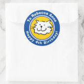 Happy Birthday met naam en leeftijd 4 Ronde Sticker (Tas)