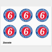 Happy Birthday met naam en leeftijd 6 Ronde Sticker (Vel)