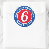 Happy Birthday met naam en leeftijd 6 Ronde Sticker (Tas)