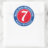 Happy Birthday met naam en leeftijd 7 Ronde Sticker (Tas)
