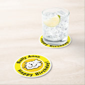 Happy Birthday met naam Ronde Kartonnen Onderzetter (Insitu)