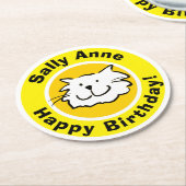 Happy Birthday met naam Ronde Kartonnen Onderzetter (Gebogen)