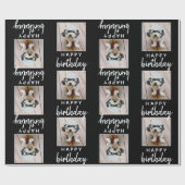 Happy Birthday met One Square Photo - zwart Cadeaupapier (Vlak)