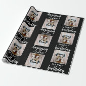 Happy Birthday met One Square Photo - zwart Cadeaupapier (Uitgerold)