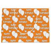 Happy Birthday met Oranje achtergrond van ballonne Groot Cadeauzakje (Voorkant)