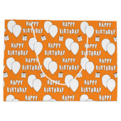 Happy Birthday met Oranje achtergrond van ballonne Groot Cadeauzakje (Achterkant)