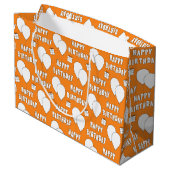 Happy Birthday met Oranje achtergrond van ballonne Groot Cadeauzakje (Achterkant Gekanteld)