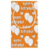 Happy Birthday met Oranje achtergrond van ballonne Klein Cadeauzakje (Achterkant)