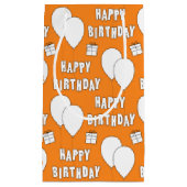 Happy Birthday met Oranje achtergrond van ballonne Klein Cadeauzakje (Voorkant)