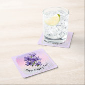 Happy Birthday met  Paarse  Orchid Kartonnen Onderzetters (Insitu)